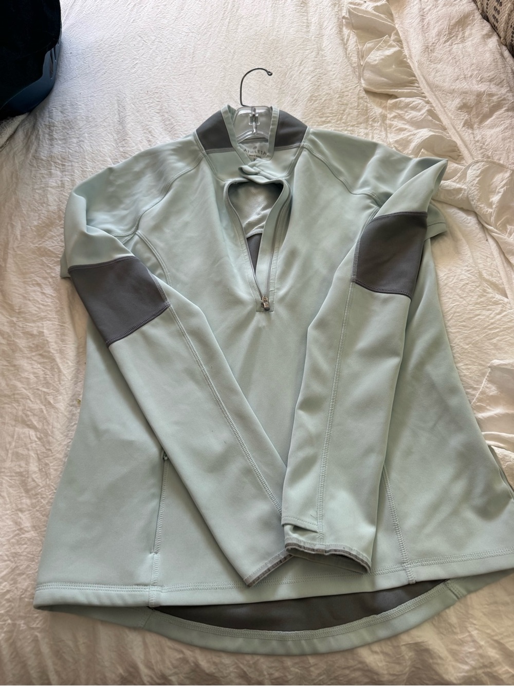 Athleta Mint Green Quarter-Zip Pullover with Gray Accents